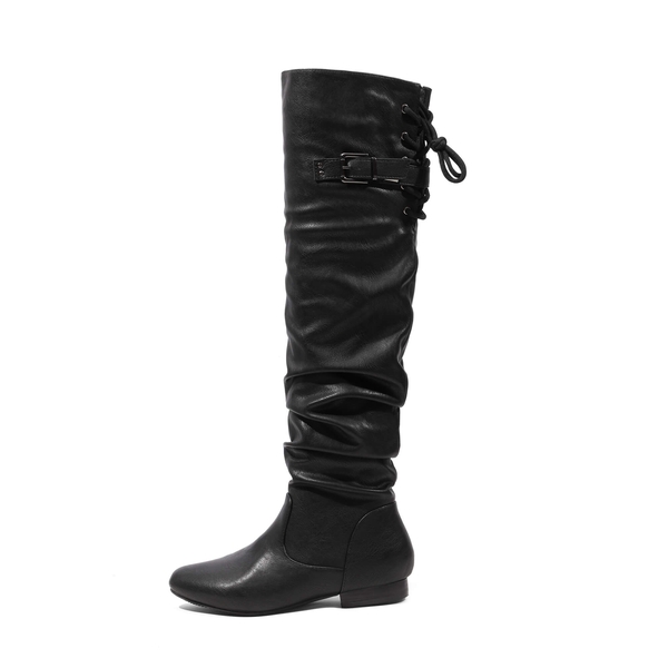 Winter Over The Knee Suede Boots - BLACK PU - 3